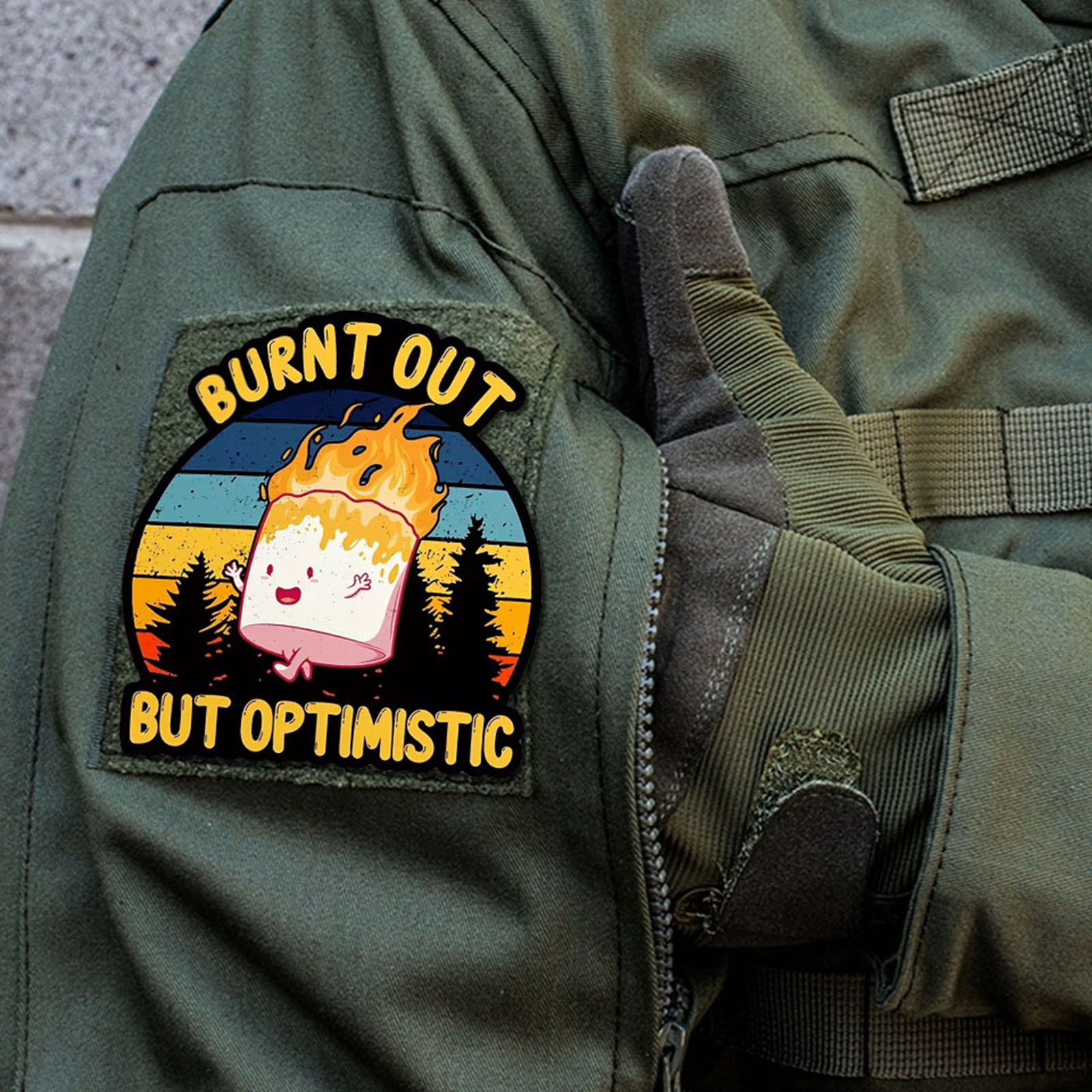 Patch Morale Tactical Military Hook Loop - Burnt Out But Optimistic Tactical Patches