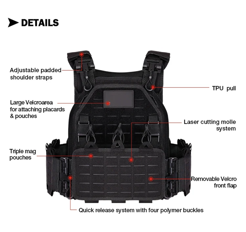 YAKEDA 6094 Tactical Vest Mili - Molle Tactical Vest Military Laser Cut 评论和价格