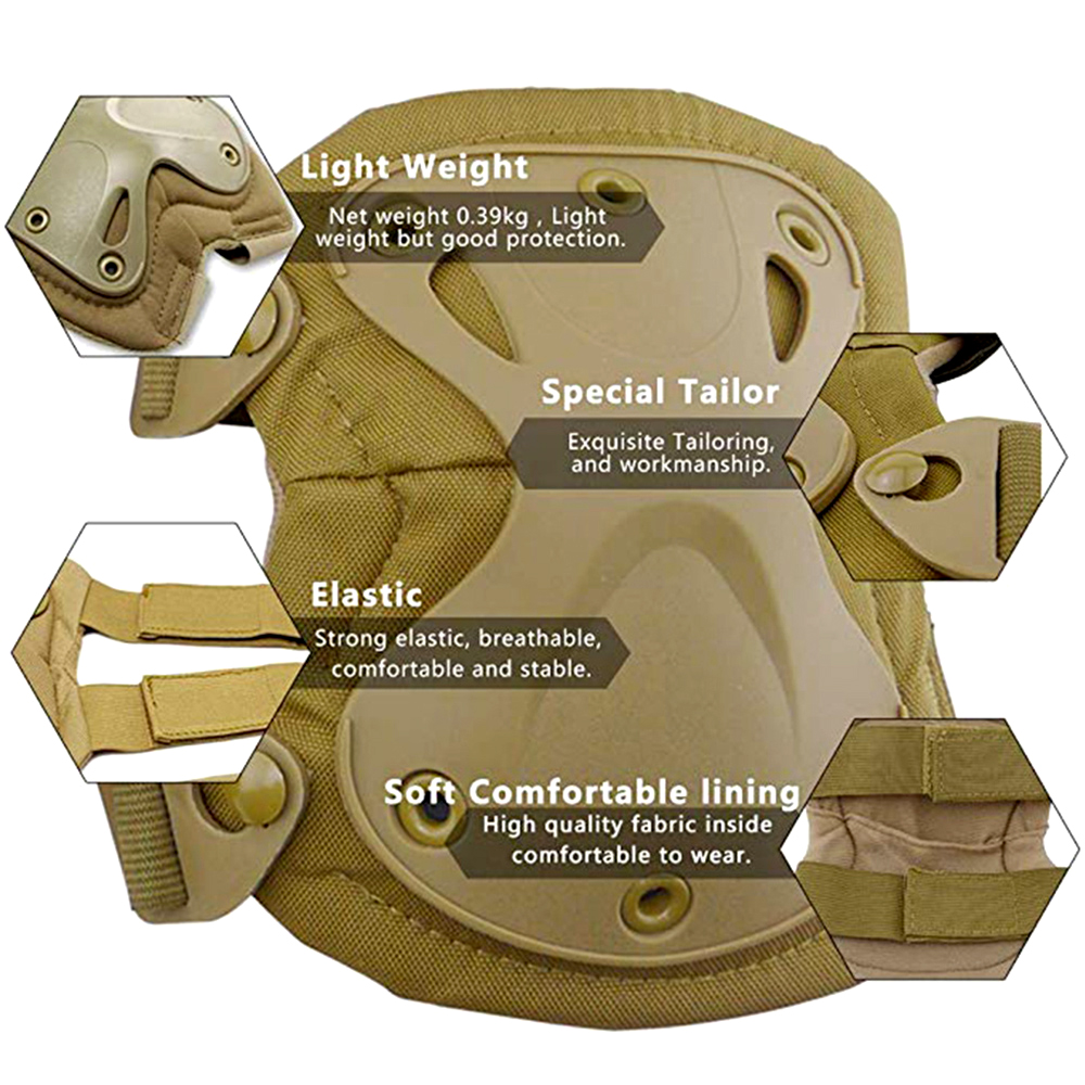 4PCS Tactical Knee & Elbow Pad - Combat Knee Pads Elbow Pads Set Military 评论和价格